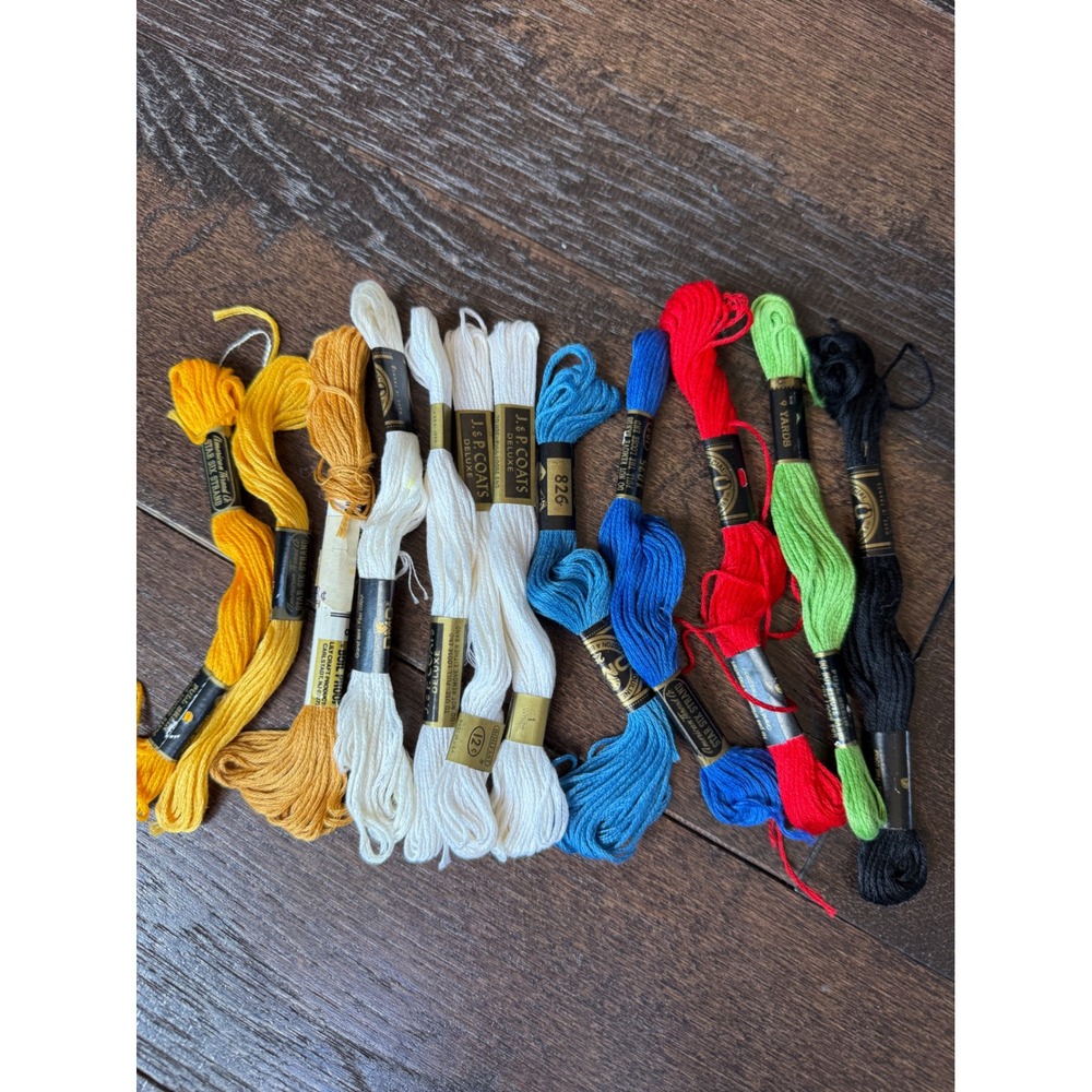 Mixed Brand Embroidery Floss Lot 12pc Multi color Vintage Craft Supplies